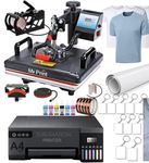 MY PRINT | Sublimation Printing Setup | 5in1 Combo with L8050 6 Color Sublimation Printer, 200 Sublimation Paper | Heat Tape 5 Pcs | 3 Pcs T-Shirt | Mouse PAD 2 Pcs | with Free Installation Guide