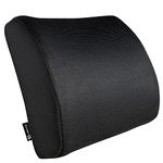 LONGTOO Lumbar Support Pillow, Memory Foam Back Rest Cushion, relieves back pain, for Office Chair, Car Seat, Black