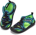 STQ Toddler Water Shoes Boys Summer Sandals Cute Slip On Aquatic Beach Swim Pool Shoes for Little Kid Black Shark 9 M US Toddler