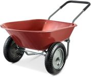 Best Choice Products Dual-Wheel Home Utility Yard Wheelbarrow Garden Cart w/Built-in Stand for Lawn, Gardening, Construction - Red
