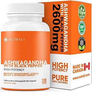 Ashwagandha Powder with Black Pepper Extract - Highest Potency 2600mg per serving (2 capsules), 120 Vegan Capsules, Improved Memory, Increased Energy and Decreased Stress Supplement. Powerful Ancient Ayurveda Adaptogen (1)