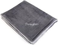 Personalised Dog Cat Blanket, Luxury Fleece Washable Pet Blanket - Embroidered with Any Name (Grey)