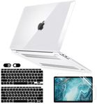 Crystal Clear Case for MacBook Air 13 inch M1 A2337 A2179 A1932 2022 2021-2018 Release with Touch ID Retina Display, 6 in 1 Plastic Hard Shell&Keyboard Cover&Screen Protector&Webcam Cover, Transparent