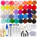 luokefe Needle Felting Kit, 40 Colours Wool Roving Felting Kit Including Tools, Needle Felting Starter Kit with Felting Needles Wool Fibre for DIY Felting Animal Crafts Decoration