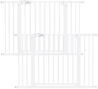Babelio Baby Gate, 29-48 Inch Auto Close Pet Gate, Easy Install Pressure-Mounted Safety Gate, Extra Wide Pet Gate for Stairs and Doorways, 2 Pack White