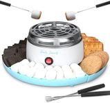 Party Desserts Electric Smores Maker Tabletop Indoor Kit, Indoor Marshmallow Roaster, Smores Station with 4 Compartment Trays & 4 Forks, Great Gift for Adults and Kids in Holidays and Parties (Blue)