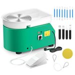 Electric Pottery Wheel, Couleeur 350W & 25CM Turntable Pottery Machine with Removable ABS Basin, Foot Pedal and Shaping Tools, Pottery Wheel Forming Machine Suitable for Adults and Children (Green)