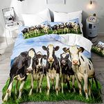 Morbuy 3D Cows Duvet Cover Set for Single Double King Bed, Printed Bedding Sets Boy Girl Bedroom Microfiber Duvet Set Quilt Case with Pillowcases (Baby cow,200x200cm)