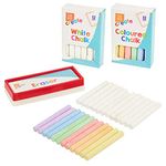 Chalk & Eraser Set, White and Multicolour Chalkboard and Pavement Chalk and Sponge Eraser, Ideal for Blackboard Drawing, Classroom, Playground, Pub Blackboard Art etc (25 Piece Chalk & Eraser Set)