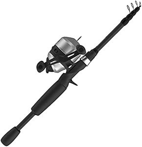 Zebco 33 Spincast Reel and Telescopic Fishing Rod Combo, Extendable 22.5-Inch to 6-Foot E-Glass Fishing Pole, Size 30 Reel, Quickset Anti-Reverse Fishing Reel with Bite Alert, Silver/Black