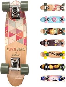 meteor Fancy Board Vintage Mini Cruiser Complete Bois véritable Érable Canadien Skateboard Ridge Mini Skate Planche a roulettes rétro 55 cm / 22 "