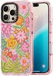 Rosarnnah Compatible for iPhone 16 Pro Case Cute - Durable Shockproof 6.6 ft Drop Impact Phone Case - Glitter Pink Funny Passion Flower Design for iPhone 16 Pro 6.3"