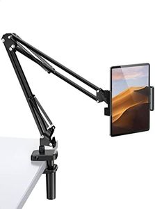 UGREEN Tablet Holder Long Aluminum Arm Adjustable Phone Stand Sturdy Clamp Flexible Mount for Bed Handsfree Compatible with iPad Pro Mini Air, iPhone 16 Pro Max, Galaxy Tab S8 S7, Switch, Ebook, Black