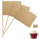 BEAGERUO 200 Pcs Blank Toothpick Flags, Cheese Markers Food Labels for Party Buffet, Charcuterie Boards Accessories, Flag Toothpicks for Appetizers, Cupcake, Fruit, Cocktail Picks (Kraft)