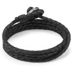 LOCAL LEAGUE Mens Leather Bracelet SURF PATROL AUSTRALIA - Fully Adjustable - BLACK Braided Cord Multilayer Wristband for Men Surfer Wrap Rope BEACH Party Holidays Festival, Boyfriend