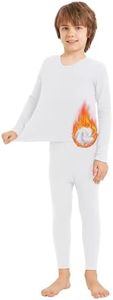 MIVEI Toddler Thermal Underwear Set Kids Long Johns Base Layer Winter Top and Bottom Set for Boys Girls White