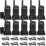 Retevis RT68 Walkie Talkies Long Range for Adults, Two Way Radios Long Range 2 Way Radio with Earpieces, Walkie Talkie Rechargeable with Charging Base, Manufacturing Restaurant School(10 Pack)