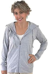 Women's Active Casual Thin Cotton Zip Up Hoodie Jacket, Heather Grey