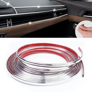 16Ft Chrome Car Trim Strip, Self-Adhesive Automotive Exterior and Interior Side Body Moulding, 1/4 inch (6mm) Scratch-Proof Silver DIY Accessories for Decorate Bumper Door Window