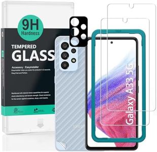 Ibywind Screen Protector For SamSung Galaxy A33 5G (6.4 Inches),with 2Pcs Tempered Glass,1Pc Camera Lens Protector,1Pc Backing Carbon Fiber Film [Fingerprint Reader,Easy to install]