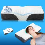 Contour Cooling Memory Foam Cervical Neck Pillow for Neck and Shoulder Pain Relief,Supportive Ergonomic Pillow for Side,Back and Stomach Sleepers Orthopedic Cervical Pillow for Quality Sleep