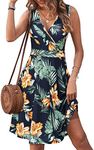 GUBERRY Womens Wrap V Neck Sleeveless Sundress Summer Flare Tank Dress with Pockets …, Floral-33, Large