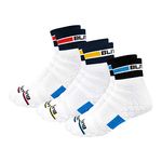 BLITZSOX Men Cotton Blend Hi-Tech Performance Athletic Sports (High-Ankle) Sports Ankle Length Socks (Badminton, Running, Gym & Indoor Training), Pack Of 3 (Size Uk 7-11, Multicolor Stripes)