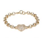 THE BLING KING Crystal Heart Patterned Belcher Bracelet, Luxury Finish and Detailing 18K Real Gold Plated Jewellery for Ladies (Length: 8 Inches, Weight: 27 grams)…