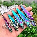 OriGlam 5pcs Fishing Spinner Lures, Metal Fishing Lures, Spoons Jigging Lures, Sea Fishing Spinners Sinking Fishing Lures Set Spinner Hard Bait for Salmon Trout Lure