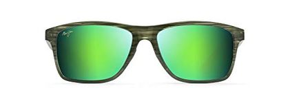 Maui Jim Men's Onshore Sunglasses, Olive Stripe Fade/Green Mirror Polarized, Large