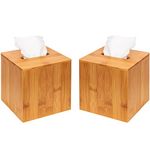 JackCubeDesign Bamboo Square Tissue Box Cover Holder Case Kleenex Cover Holder Box Napkin Holder Organizer Stand(Set of 2, 5.67 x 5.67 x 5.67inches )-MK273AA