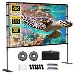 Projector Screen and Stand 100 inch Portable Projection Screen 16:9 4K HD Rear Front Projections Movies Screen with Carry Bag for Indoor Outdoor Home Theater Backyard Cinema Travel