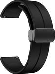 TECHONTO 22MM Silicone Strap with Folding Magnetic Lock Compatible with Samsung Galaxy Watch 3 45mm/ Galaxy Watch 46mm/Gear S3 Classic/Frontier Compatible All 22MM Watches(Only Strap)-Black