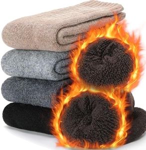 Mens Merino Wool Socks Thermal Winter Super Thick Warm Heavy Crew Work Comfy Gifts Socks for Cold Weather Stocking Stuffers for Men(Assorted)