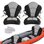 Deluxe Padded Kayak Seats - Premium Shockproof Seats with Back Support for Kayaking, Canoeing, Fishing, Paddle Boarding - Comfort, Versatility and Extra Storage (Black+Gray, 2 pcs)