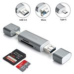 Memwah USB 3.0 SD Card Reader 3-in-1 OTG Card Reader USB 3.0 - Type-C / USB 3.0 / Micro USB Adapter for SD, SDHC, SDXC, Micro SD, Micro SDHC, Micro SDXC Macbook PC Tablets Smartphones OTG Function