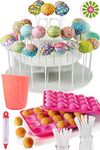 Cakes of Eden Complete Cake Pop Maker Kit -Jam Packed with Silicone Cake Pop Baking Mold, 120 Lollipop Sticks, Candy Chocolate Melting Pot, Decorating Pen, Bags, Twist Ties;3-Tier Display Stand Holder