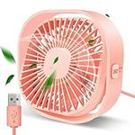 Desk Fan Portable Personal Table Small Desktop Cooling 3 Speeds Quiet Mini With Cable Powered by USB 360° Rotation Micro Fan for Home Office Bedroom Car Outdoor Camping Travel (pink)