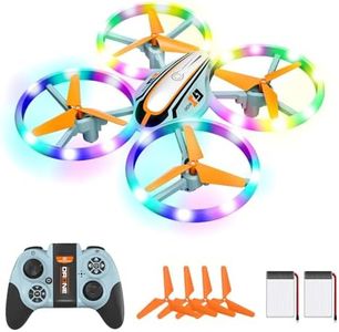 i9 Drone para Niños, Regalos Juguetes para Niños y Principiantes, Mini Drone con Luces de Colores, RC Quadcopter con Modo sin Cabeza, Retención de Altitud, Volteos 3D y 2 Baterías