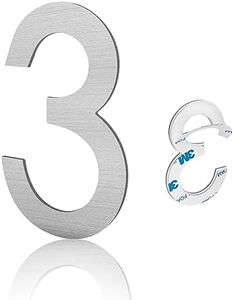 3 Inch Modern House Numbers, Brushed silver Mailbox Number,Stainless Steel Material,Self-Adhesive Number Door Numbers for Apartments Office (3)