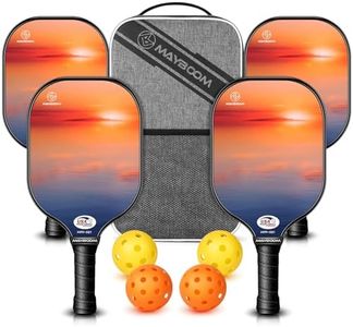 Pickleball Paddles, USAPA Approved Fiberglass Pickleball Set, Lightweight Pickleball Rackets of Anti-Slip Sweat-Absorbing Grip, with 4 Pickleballs, Portable Carry Bag (Sunset 4)