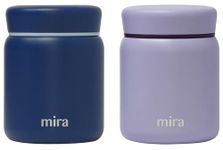 MIRA 2 Pack Insulated Food Jar Thermo for Hot Food & Soup, Compact Stainless Steel Vacuum Lunch Container for Meals To Go - 17 oz, Admiral Blue & Lavender Violet