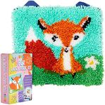 Bright Creations Mini Fox Latch Hook Rug Kit for Kids Crafts, Adults, and Beginners, DIY (12 x 11 in)