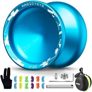 MAGICYOYO V10 Professional Finger Spin Yoyo for DNA Tricks, Metal Yoyo Professional with Responsive & Unresponsive Modes, Pro Trick Yo yo for Adults & Kids with Complete Yo-yo Accessories Kit (Blue)