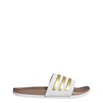 adidas Womens Adilette Comfort Slides White/White/Matte Gold 6