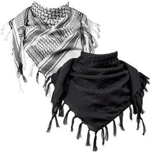 FREE SOLDIER Scarf Military Shemagh Tactical Desert Keffiyeh Head Neck Scarf Arab Wrap with Tassel for Men Women (2 Pack of White & Black)