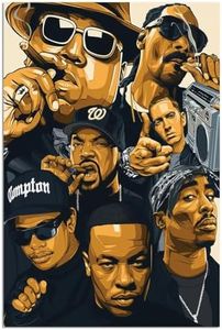 Rap Legends Rapper Poster Stars Kings of Hip Hop Music Posters Decorative Painting Canvas Wall Art Picture Print Decor Eminem, Jay Z, Ice Cube, Biggie Smalls, Snoop Dogg, Easy E 12x18inch Unframed