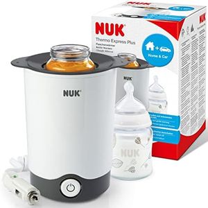 Nuk 10256404 - Calentador de biberones que calienta rápida y cuidadosamente en tan solo 90 segundos, para usar en casa o de viaje, incluye cable adaptador para el coche