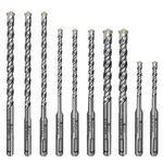 SDS Plus Drill Bits, Lytool 10 PCS Concrete Drill Bit Set, Rotary Hammer Drill Bits, Carbide Bits Tipped for Ceramic Tile, Concrete, Masonry, Walls, Brick Walls, Marble, Stone (5, 6, 8, 10, 12 mm)