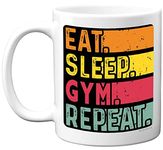 Birthday Mug Gifts for Men Women Him Her - Eat, Sleep, Gym, Repeat - Funny Happy Birthday Present Gift for Workout Fitness Lovers, 11oz Ceramic Dishwasher Safe Premium Mugs